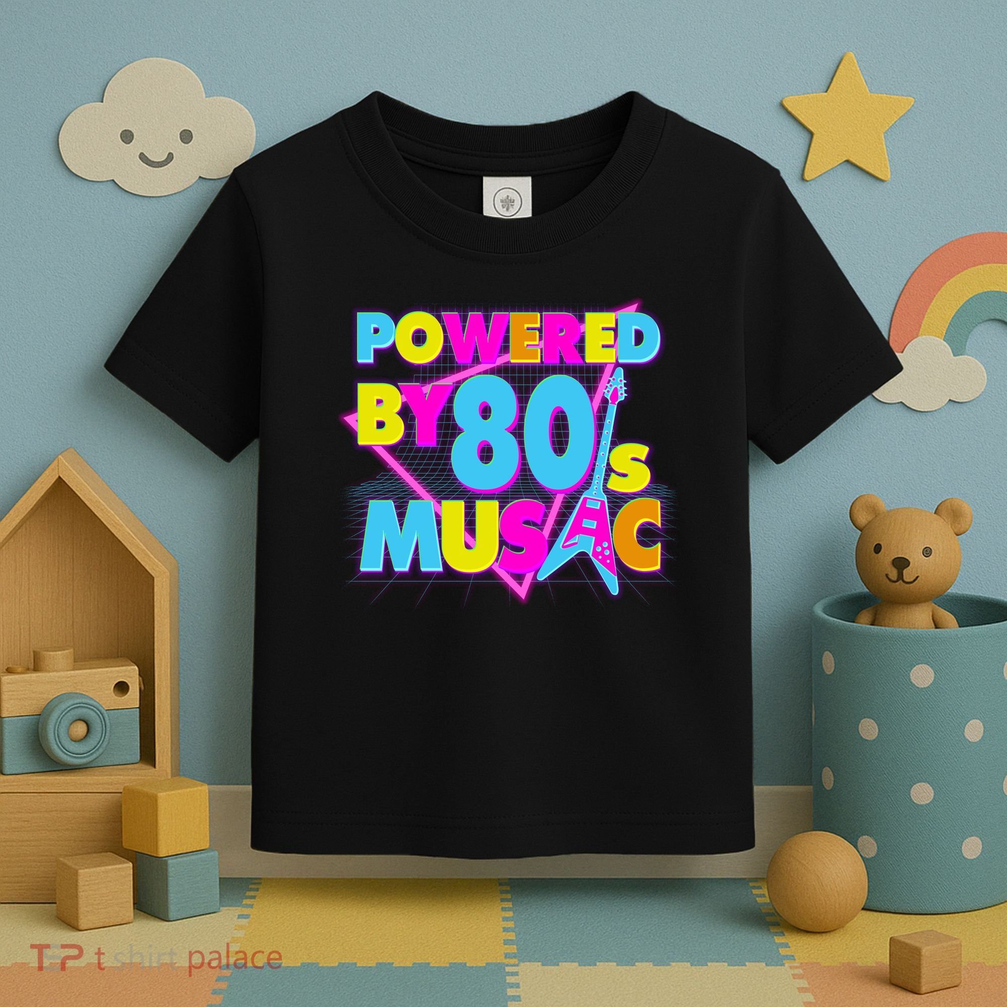 Cool Funny Retro Powered By 80's Music Toddler T-Shirt