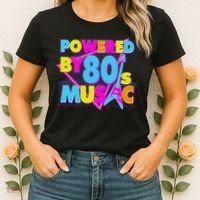 Cool Funny Retro Powered By 80's Music Women's T-Shirt thumb 2