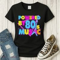 Cool Funny Retro Powered By 80's Music Women's T-Shirt thumb 3