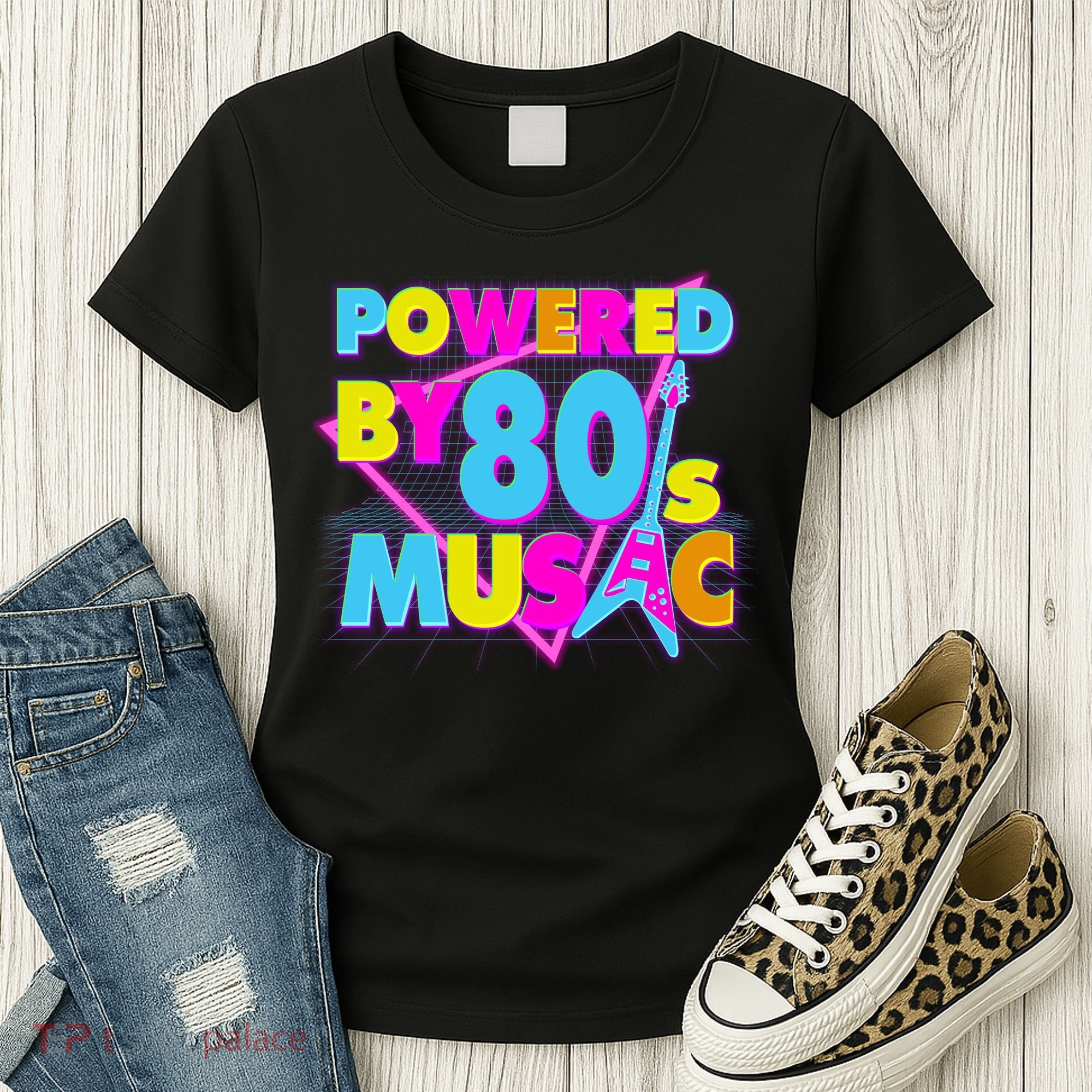 Cool Funny Retro Powered By 80's Music Women's T-Shirt
