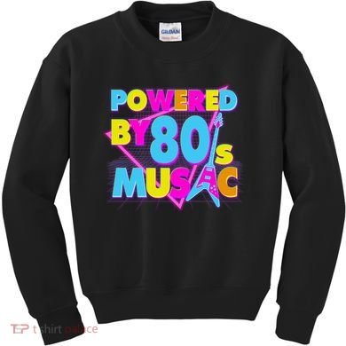 Cool Funny Retro Powered By 80's Music Kids Sweatshirt