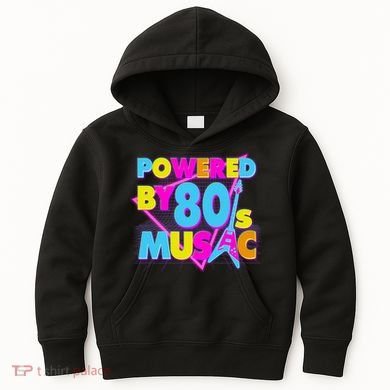 Cool Funny Retro Powered By 80's Music Kids Hoodie