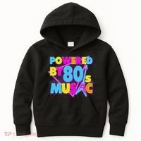 Cool Funny Retro Powered By 80's Music Kids Hoodie thumb 0