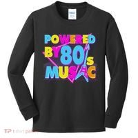 Cool Funny Retro Powered By 80's Music Kids Long Sleeve Shirt thumb 0