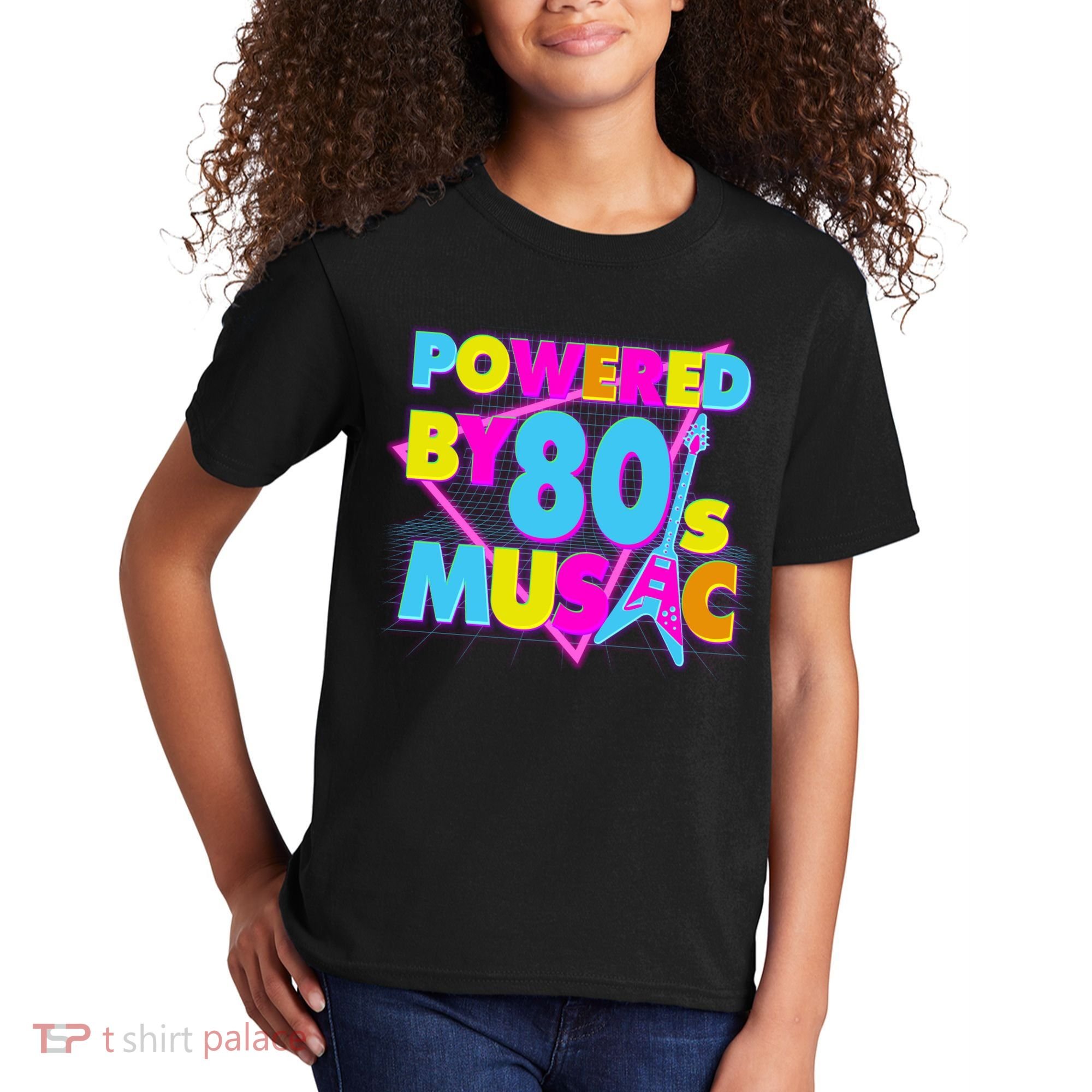 Cool Funny Retro Powered By 80's Music Kids T-Shirt