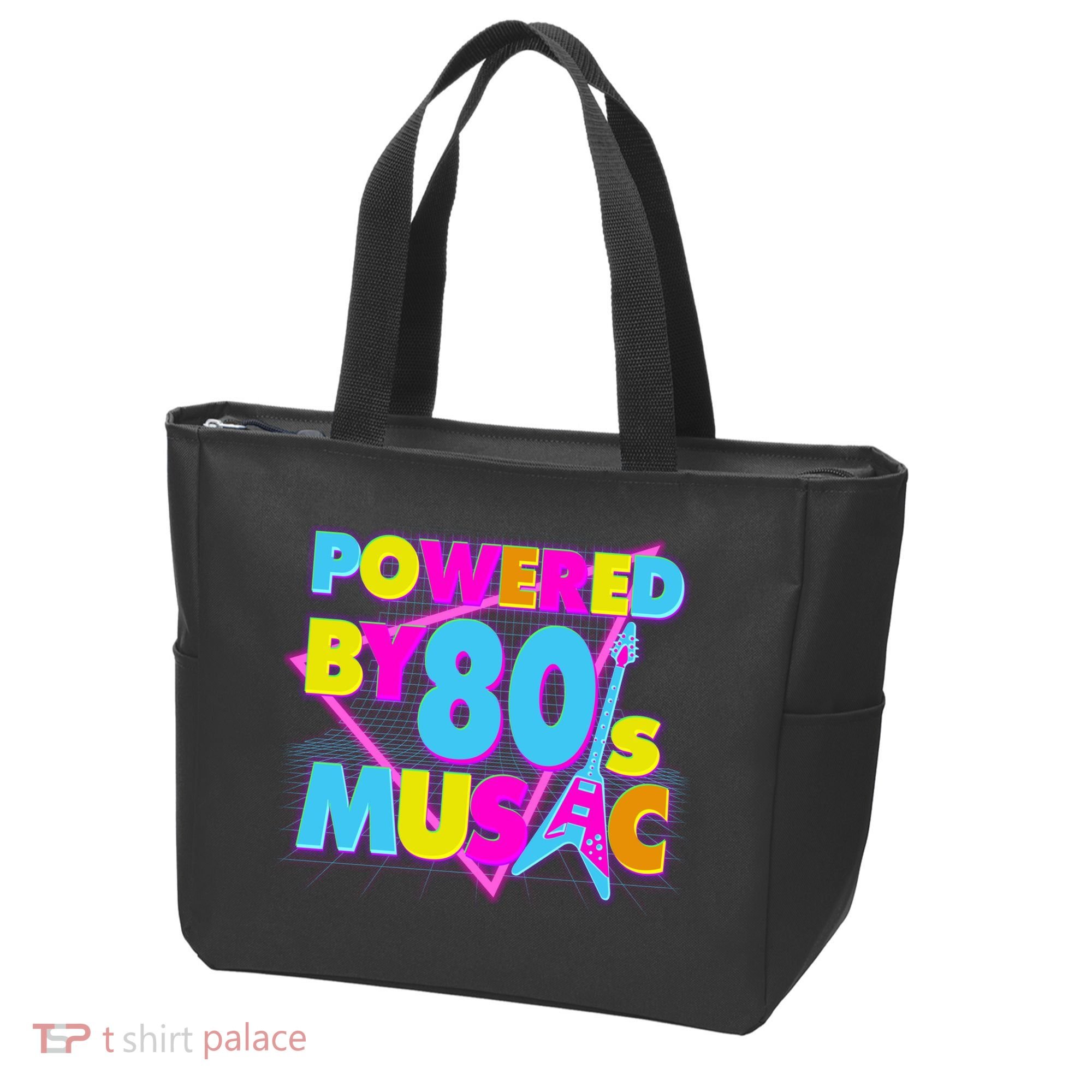 Cool Funny Retro Powered By 80's Music Tote Bag