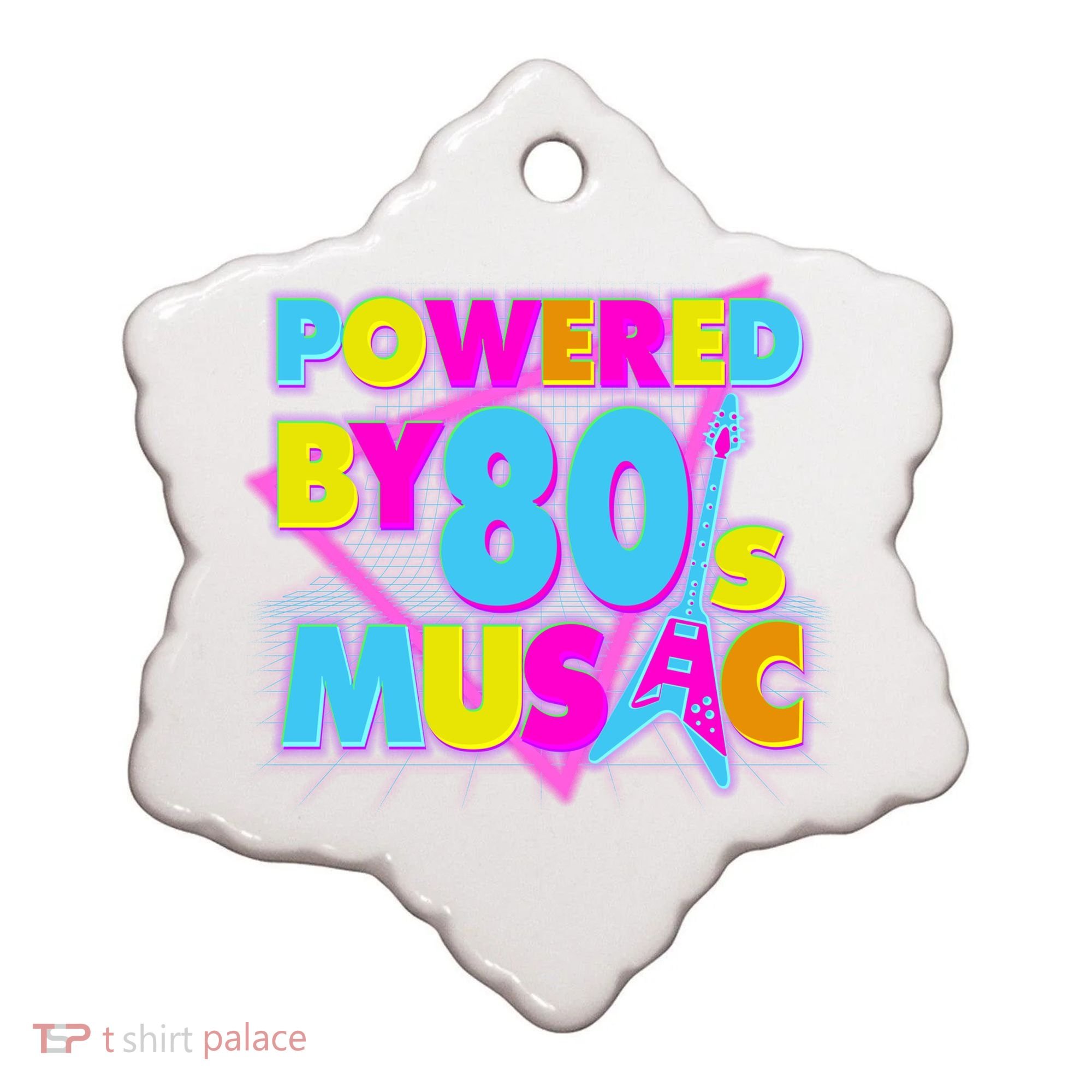Cool Funny Retro Powered By 80's Music Ceramic Ornament