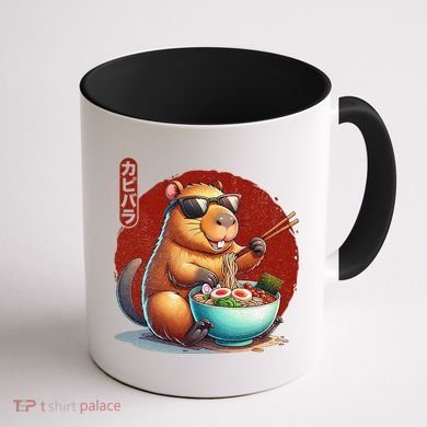 Capybara Funny Ramen Capybara Rodent Kawaii Anime Coffee Mug back