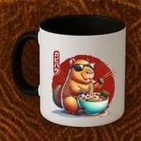 Capybara Funny Ramen Capybara Rodent Kawaii Anime Coffee Mug thumb 2