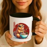Capybara Funny Ramen Capybara Rodent Kawaii Anime Coffee Mug thumb 3
