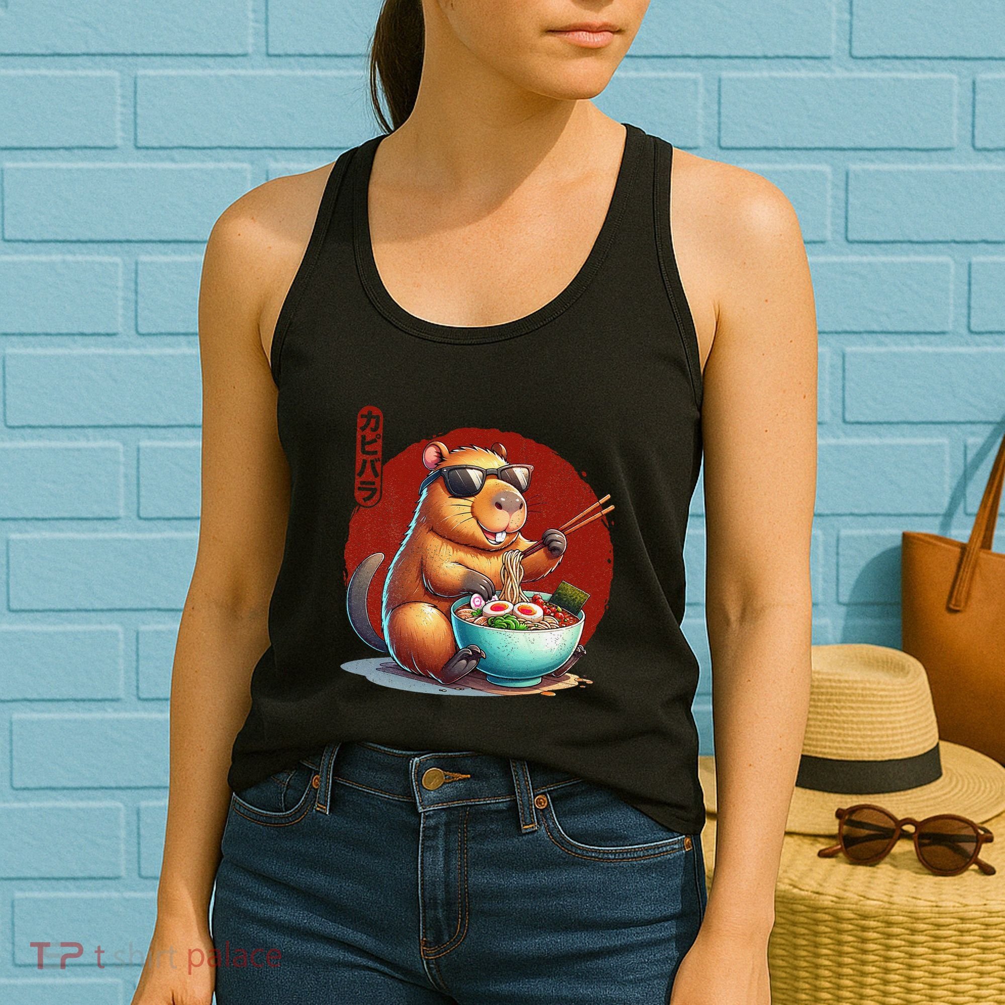 Capybara Funny Ramen Capybara Rodent Kawaii Anime Women's Tank Top