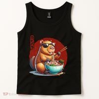 Capybara Funny Ramen Capybara Rodent Kawaii Anime Tank Top thumb 2