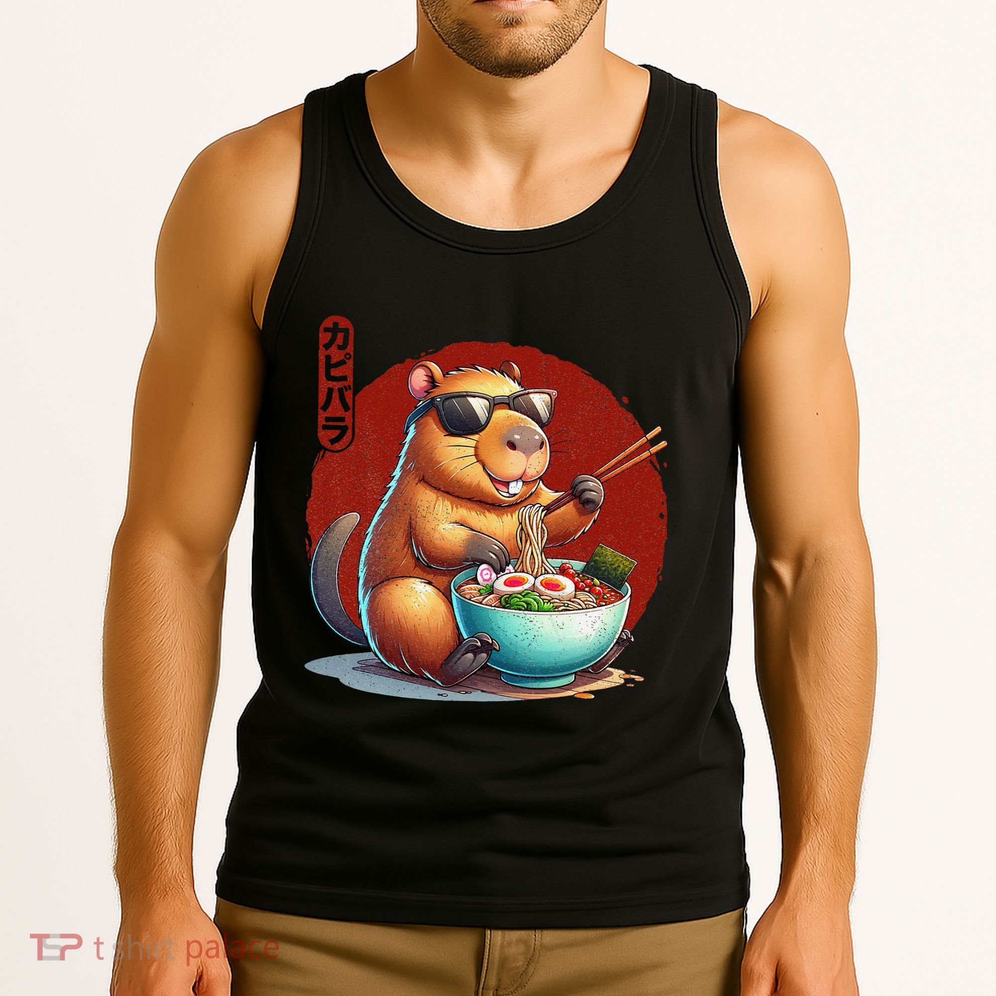 Capybara Funny Ramen Capybara Rodent Kawaii Anime Tank Top