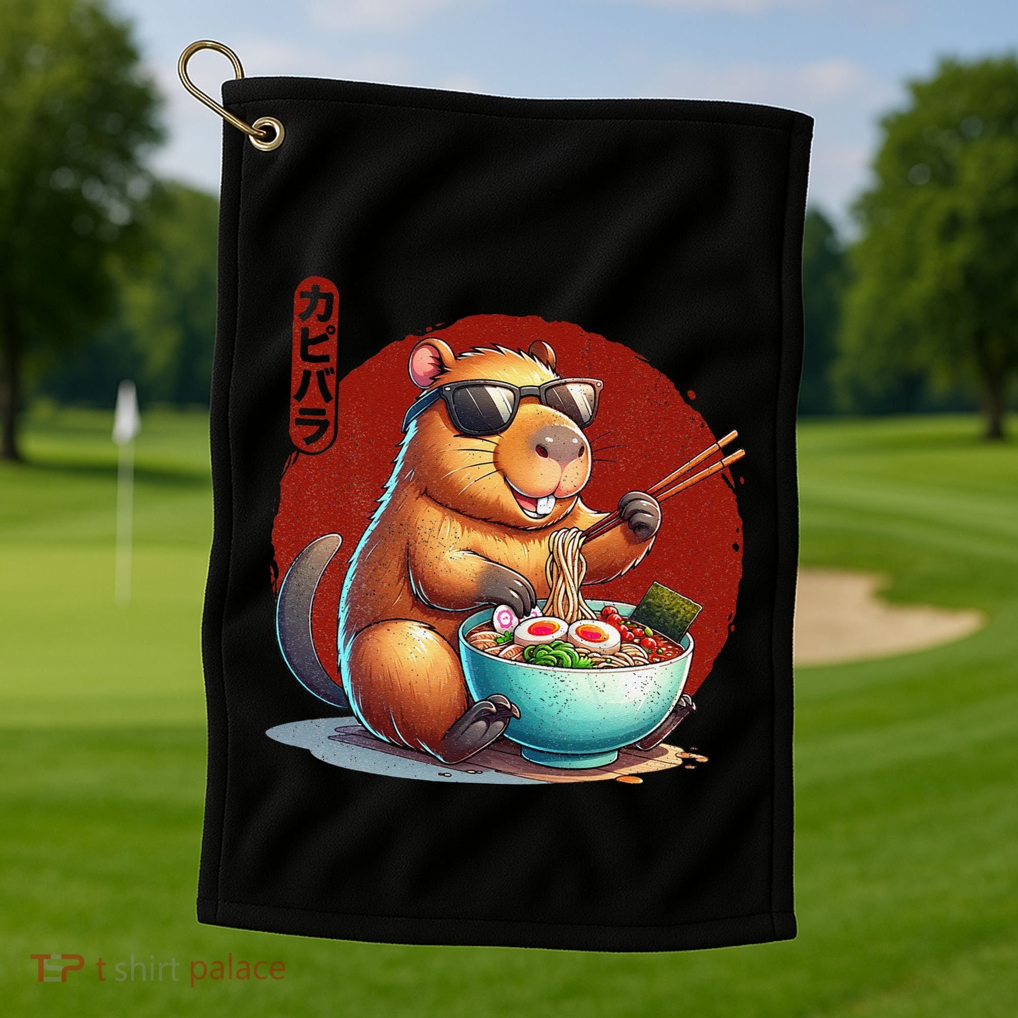 Capybara Funny Ramen Capybara Rodent Kawaii Anime Golf Towel