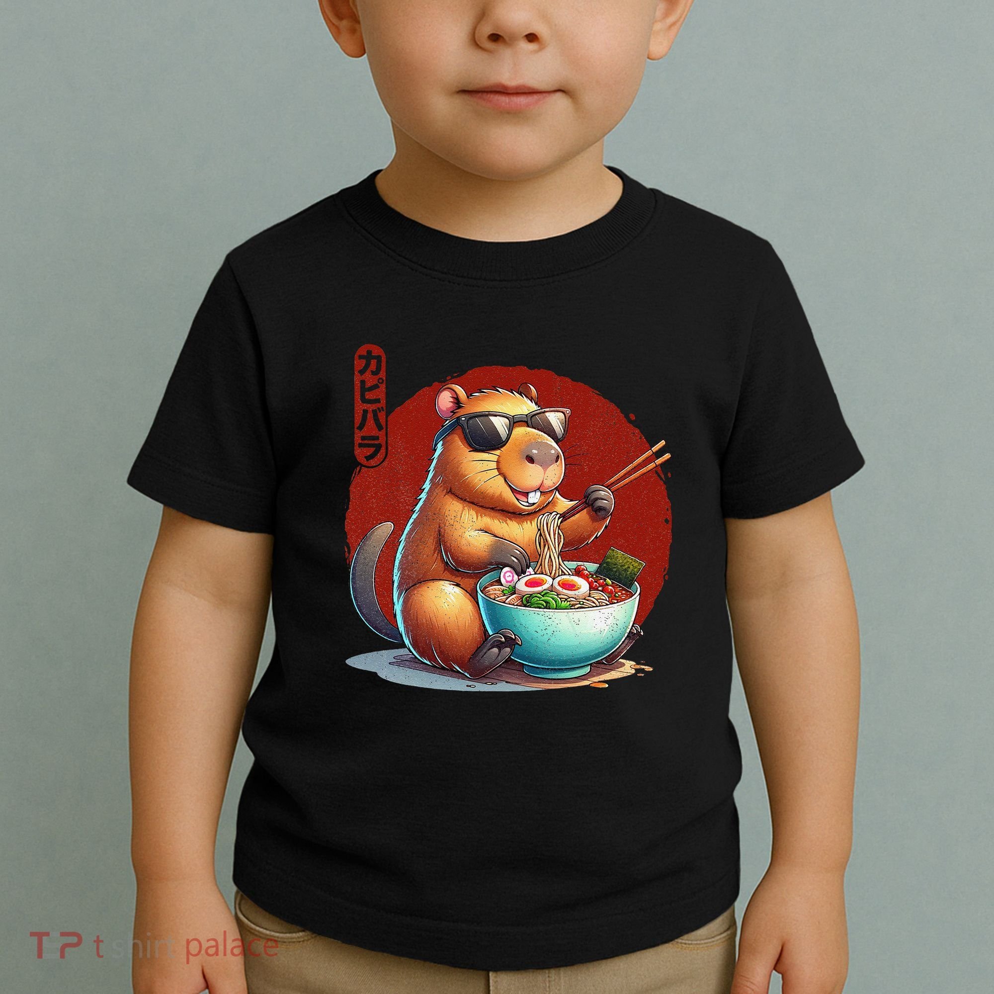 Capybara Funny Ramen Capybara Rodent Kawaii Anime Toddler T-Shirt