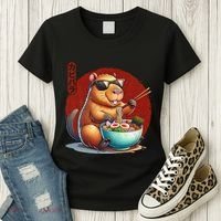 Capybara Funny Ramen Capybara Rodent Kawaii Anime Women's T-Shirt thumb 3