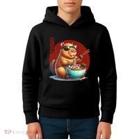 Capybara Funny Ramen Capybara Rodent Kawaii Anime Kids Hoodie thumb 4