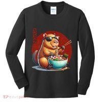 Capybara Funny Ramen Capybara Rodent Kawaii Anime Kids Long Sleeve Shirt thumb 0