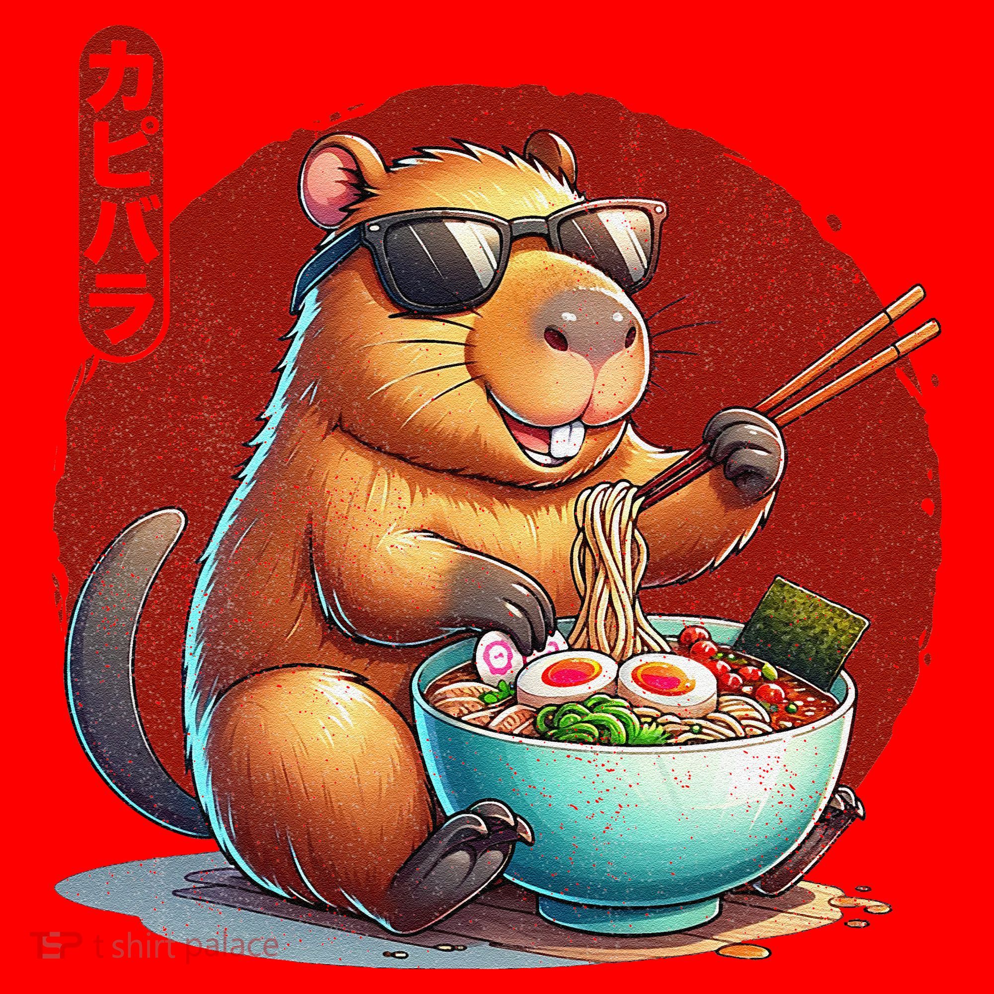 Capybara Funny Ramen Capybara Rodent Kawaii Anime Santa Hat