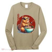 Capybara Funny Ramen Capybara Rodent Kawaii Anime Long Sleeve Shirt thumb 0