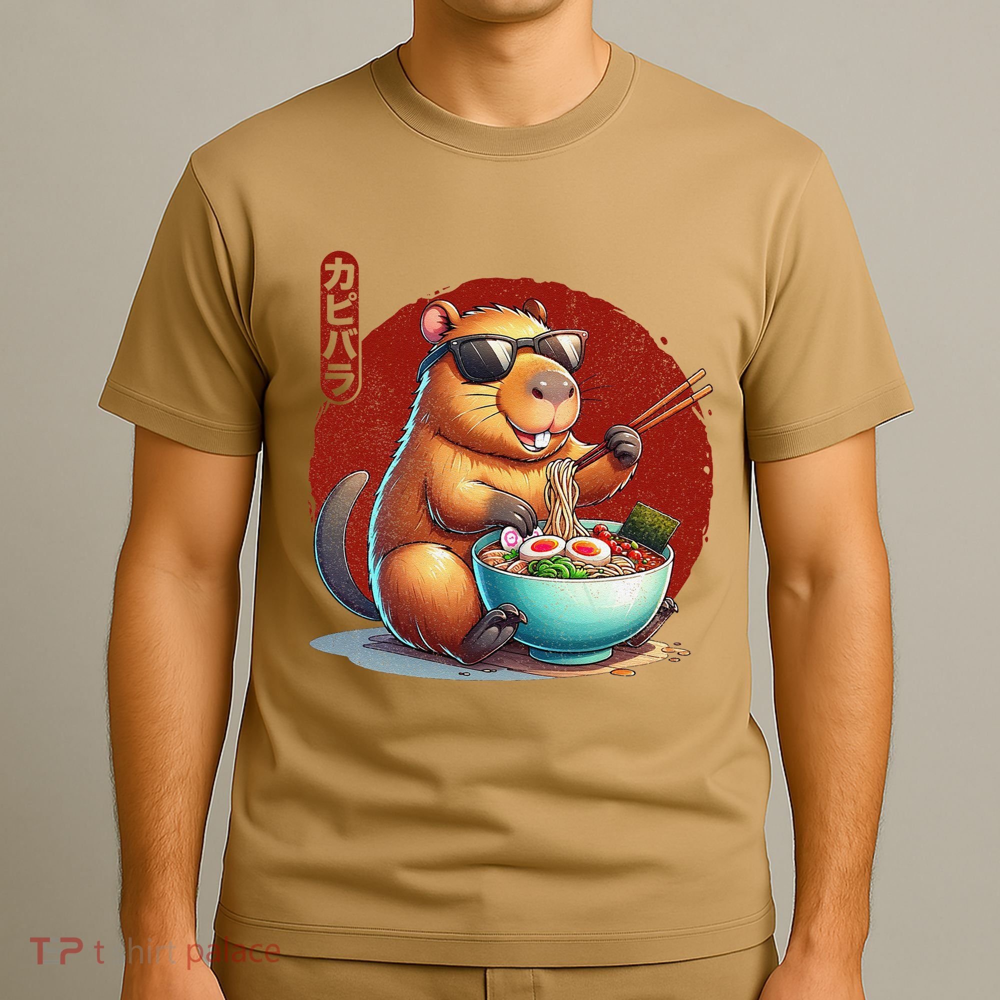 Capybara Funny Ramen Capybara Rodent Kawaii Anime T-Shirt