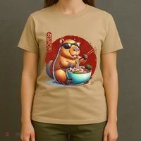 Capybara Funny Ramen Capybara Rodent Kawaii Anime T-Shirt thumb 4