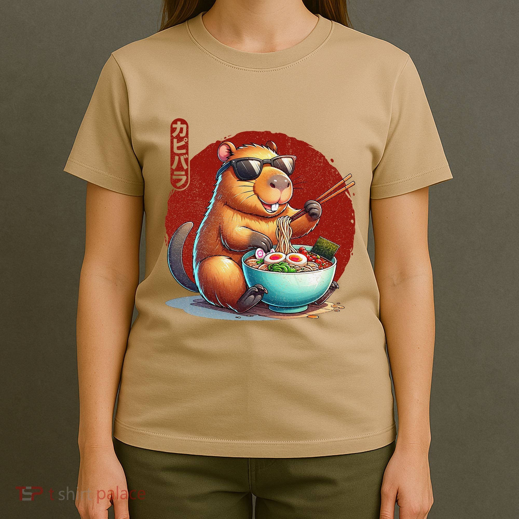 Capybara Funny Ramen Capybara Rodent Kawaii Anime T-Shirt