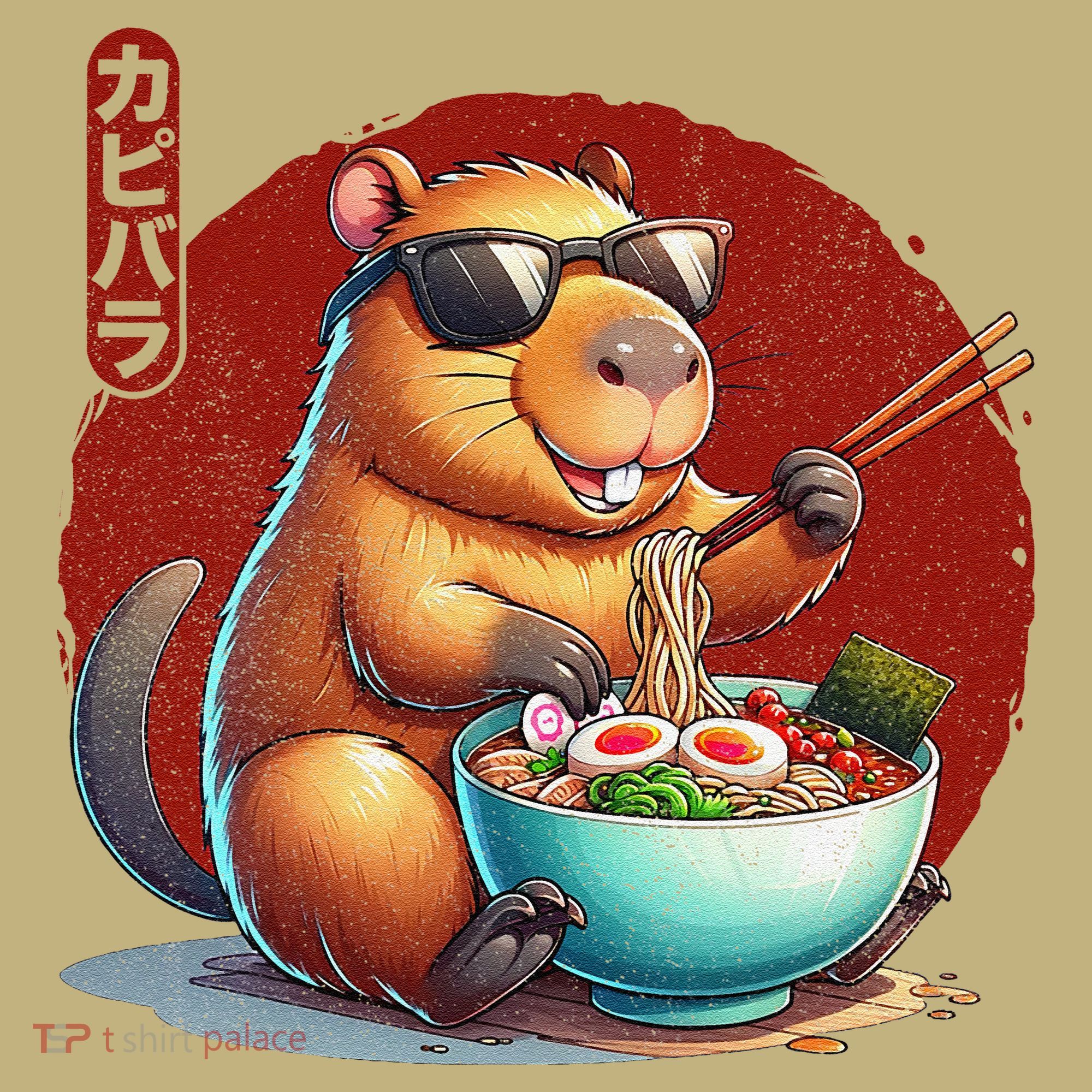 Capybara Funny Ramen Capybara Rodent Kawaii Anime T-Shirt