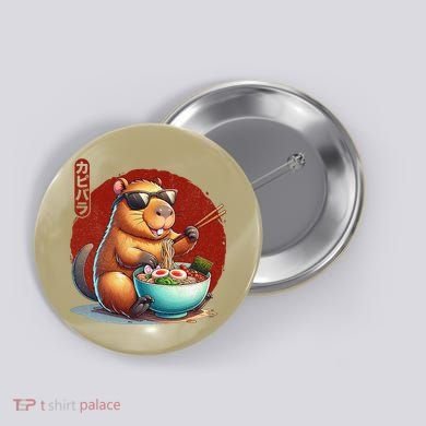 Capybara Funny Ramen Capybara Rodent Kawaii Anime Button