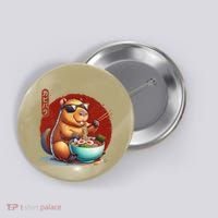 Capybara Funny Ramen Capybara Rodent Kawaii Anime Button thumb 0