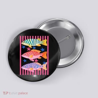 Colors Fish Retro Striped Summer Beach Life Vacation Button
