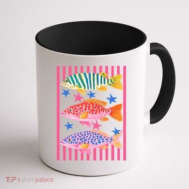Colors Fish Retro Striped Summer Beach Life Vacation Coffee Mug back