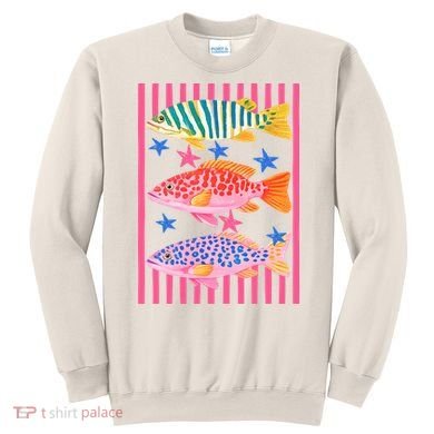 Colors Fish Retro Striped Summer Beach Life Vacation Sweatshirt