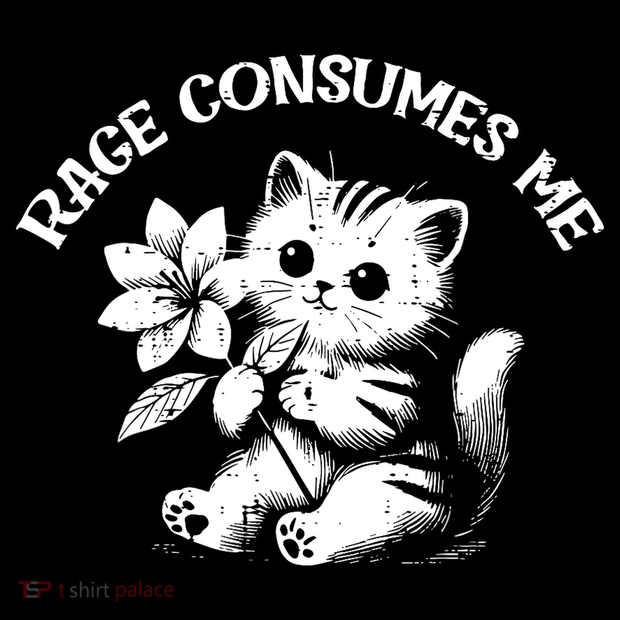 Cat Flower Rage Consumes Me Funny Saying Kitten Stripe Pom Pom Beanie