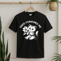 Cat Flower Rage Consumes Me Funny Saying Kitten T-Shirt thumb 2