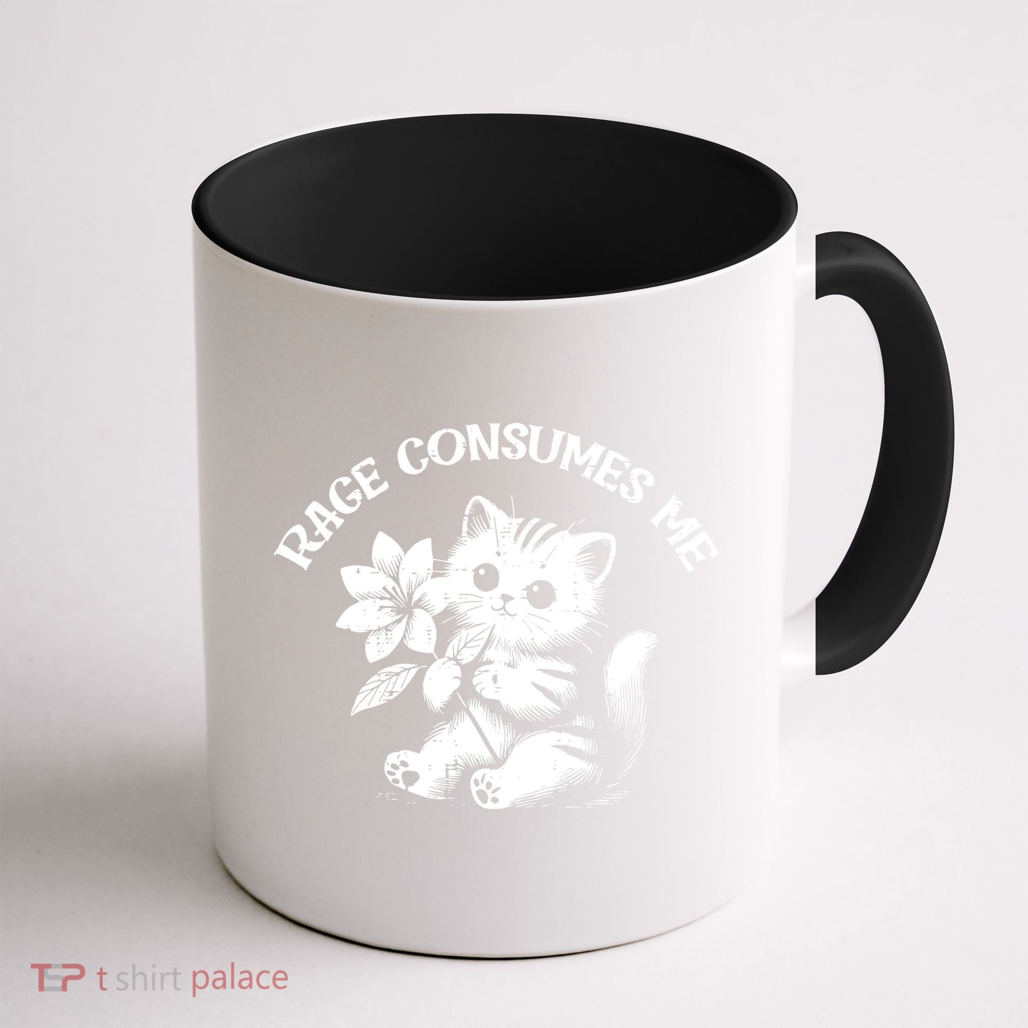 Cat Flower Rage Consumes Me Funny Saying Kitten Coffee Mug