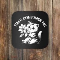 Cat Flower Rage Consumes Me Funny Saying Kitten Coaster thumb 0