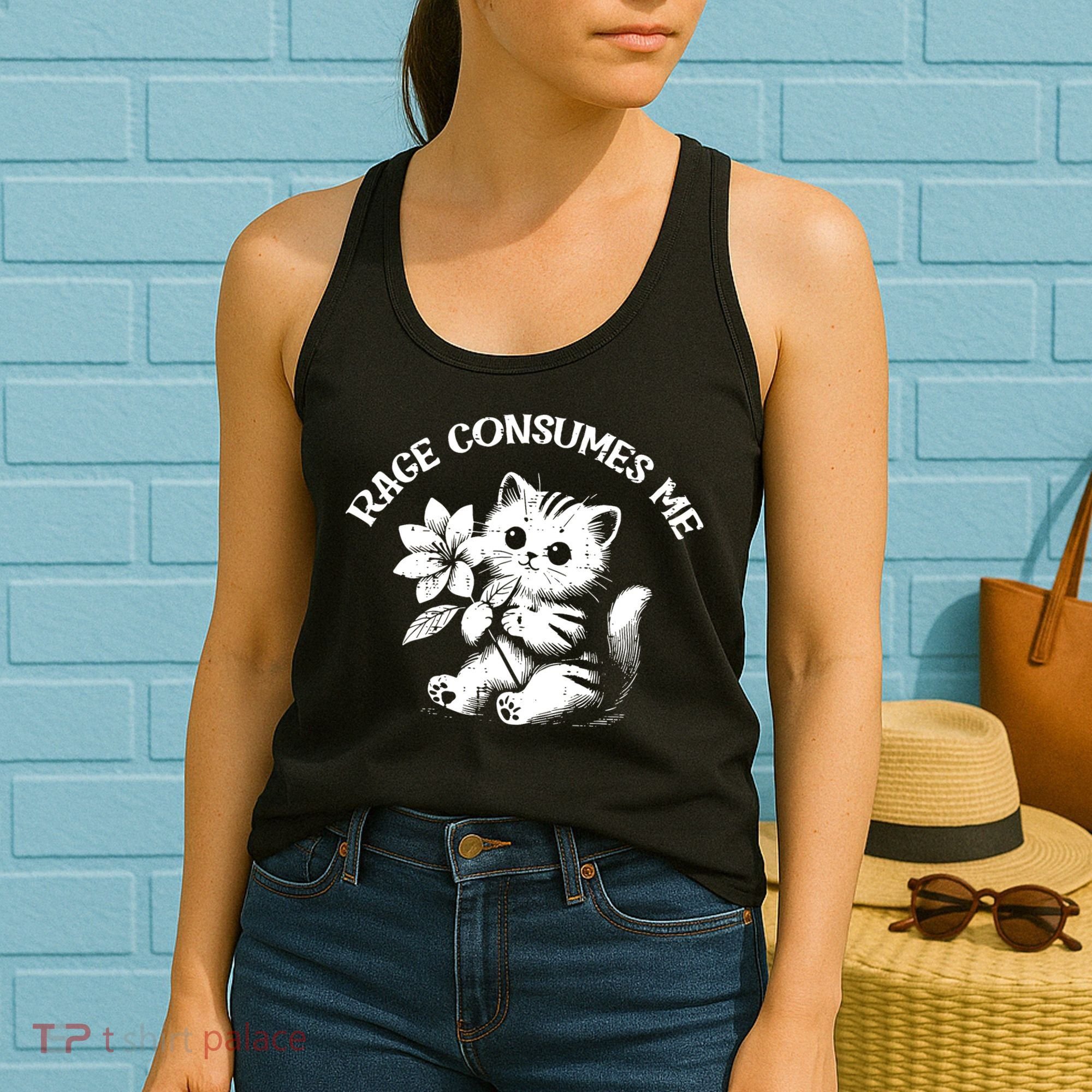 Cat Flower Rage Consumes Me Funny Saying Kitten Women's Tank Top