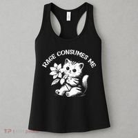 Cat Flower Rage Consumes Me Funny Saying Kitten Women's Tank Top thumb 3