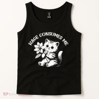 Cat Flower Rage Consumes Me Funny Saying Kitten Tank Top thumb 2