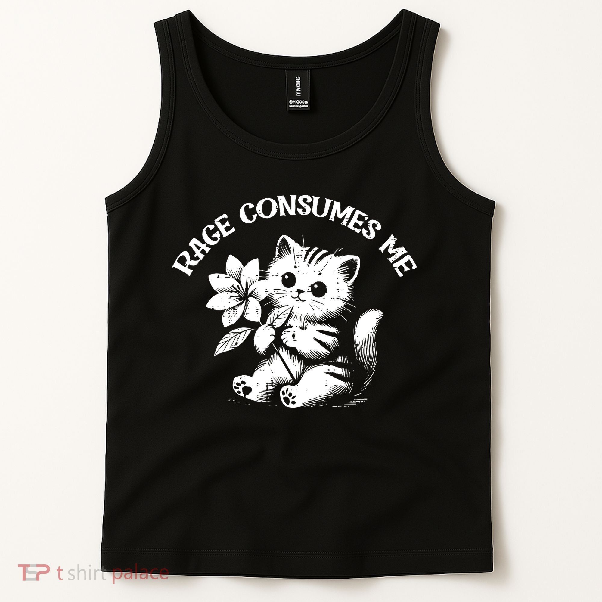 Cat Flower Rage Consumes Me Funny Saying Kitten Tank Top