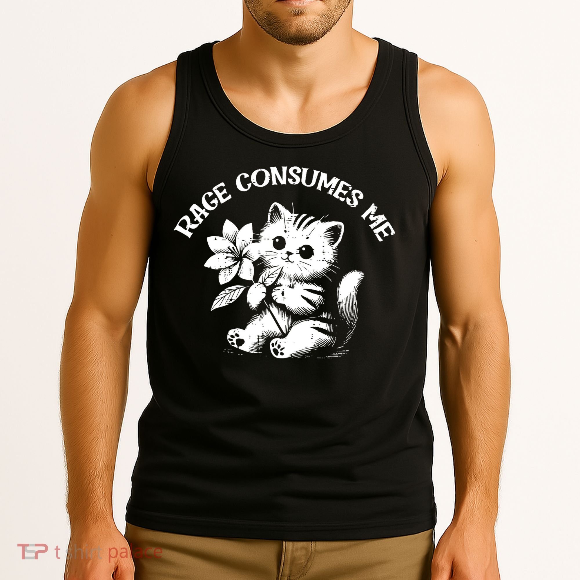 Cat Flower Rage Consumes Me Funny Saying Kitten Tank Top