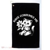 Cat Flower Rage Consumes Me Funny Saying Kitten Golf Towel thumb 0