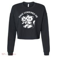 Cat Flower Rage Consumes Me Funny Saying Kitten Cropped Pullover Crew thumb 0