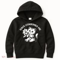Cat Flower Rage Consumes Me Funny Saying Kitten Kids Hoodie thumb 0
