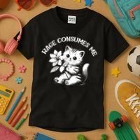Cat Flower Rage Consumes Me Funny Saying Kitten Kids T-Shirt thumb 3
