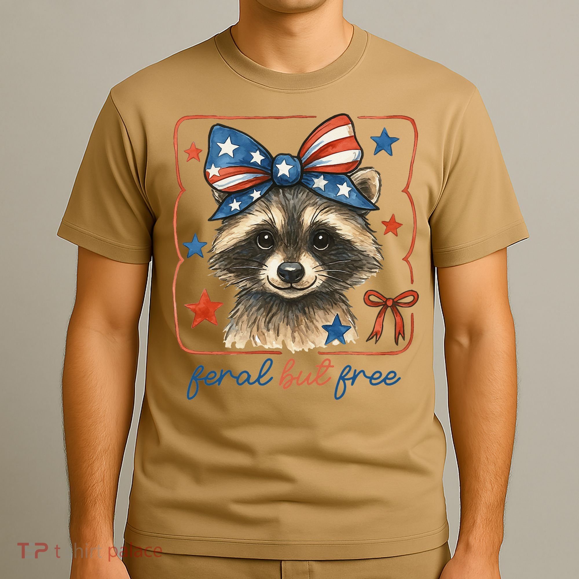 Coquette Funny Raccoon 4th Of July Patriotic Feral But Free T-Shirt