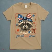 Coquette Funny Raccoon 4th Of July Patriotic Feral But Free T-Shirt thumb 5
