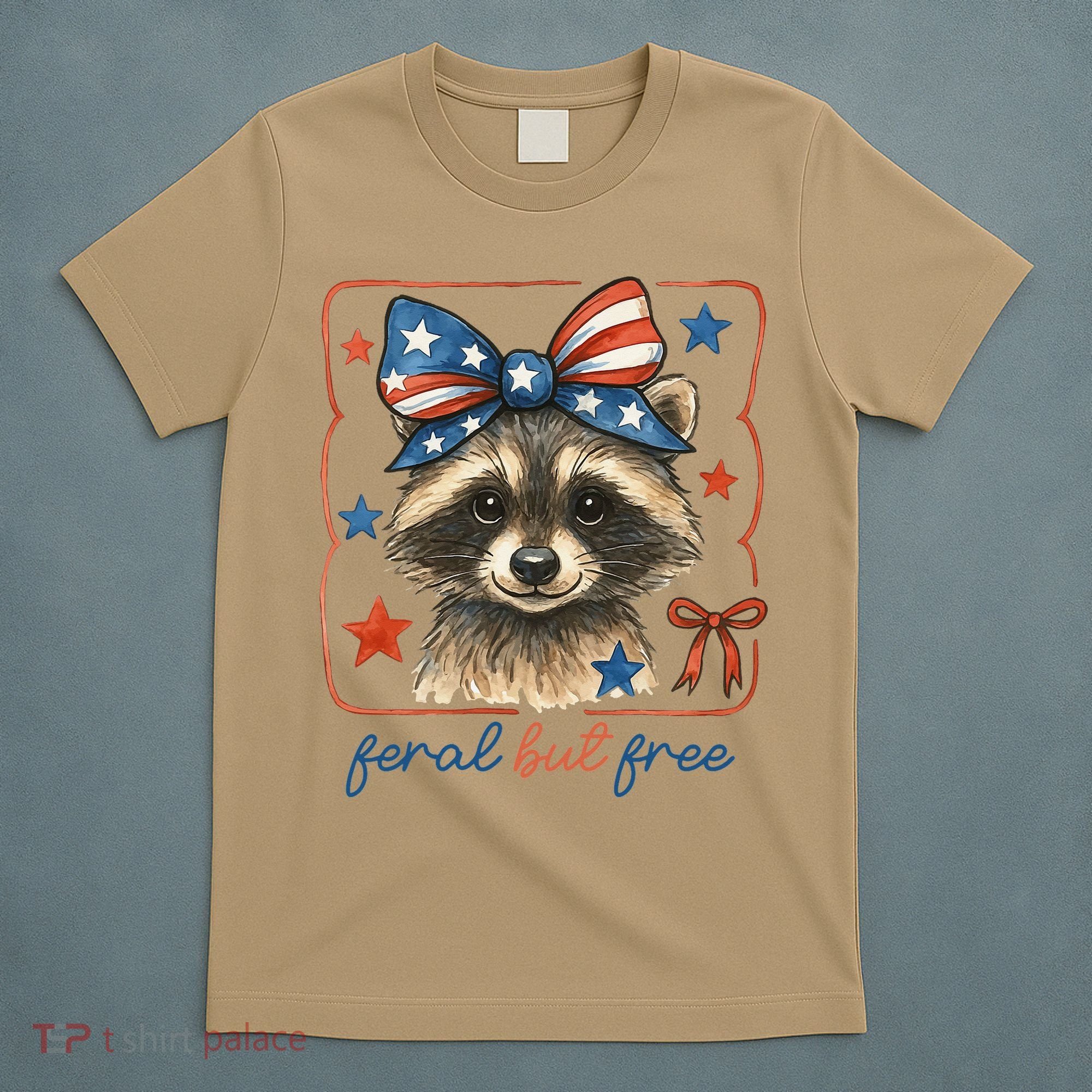 Coquette Funny Raccoon 4th Of July Patriotic Feral But Free T-Shirt