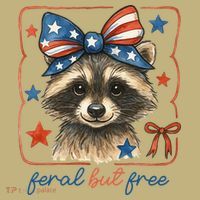 Coquette Funny Raccoon 4th Of July Patriotic Feral But Free T-Shirt thumb 7